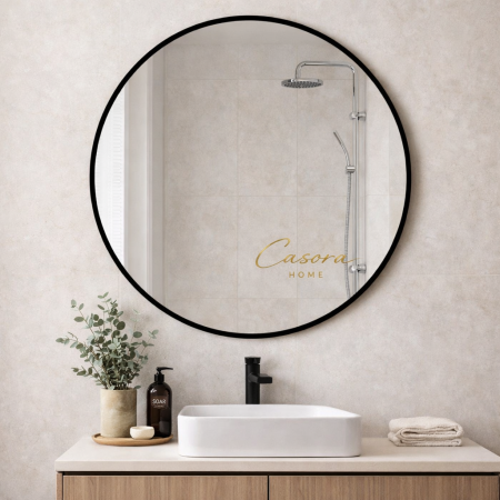 Cesora Home Կլոր LED հայելի սև շրջանակով