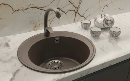 խոհանոցի լվացարան քվարցե ulgran quartz nora 485 08 Սև կոսմոս